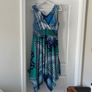 Rabbit Rabbit Rabbit Blue & Green Asymmetrical Patchwork Dress